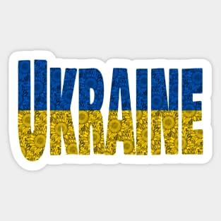 Typography in Blue Yellow Sunflowers Ukraine Sticker